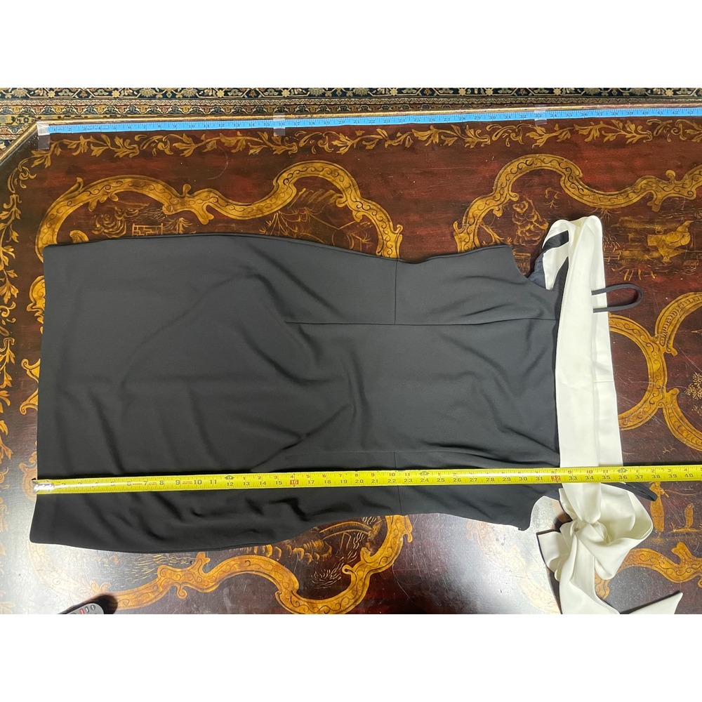 White House Black Market Black White Over the Shoulder Tie Bow Sheath Dress 12 - Picture 7 of 16